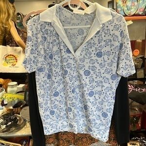 Vintage Leon Levin size large fish, print polo